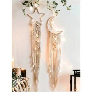Boho Macrame Moon & Star Braided Wall Decor Set